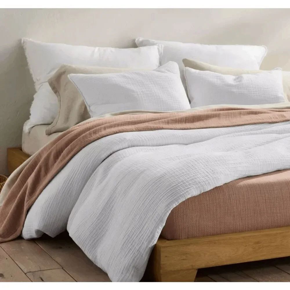 Casaluna 2 piece linen blend fringe king pillow covers NO INSERTS CASES ONLY -